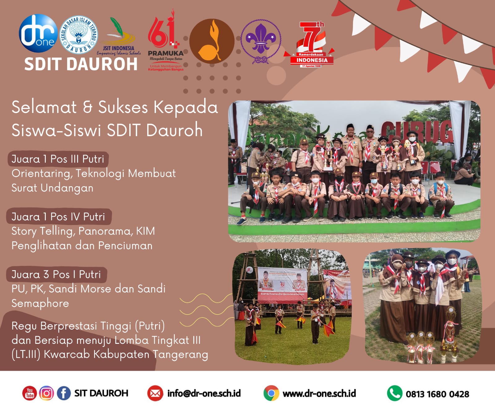 Pramuka Penggalang SDIT Dauroh Dominasi Seluruh Cabang Lomba Kwaran Ranting Curug dan Lanjut Lomba