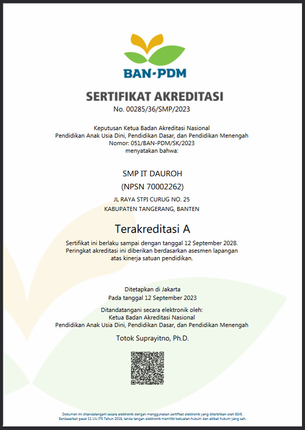 SMPIT Dauroh terakreditasi A
